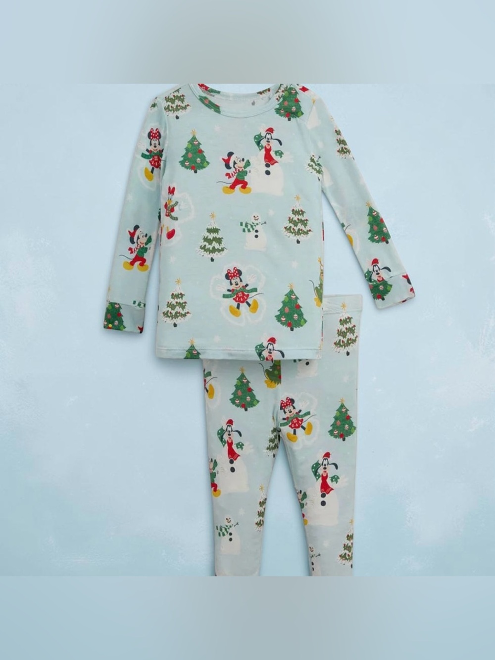 Magnetic Me Light Blue Holiday Character Pajama Set with Green Trees